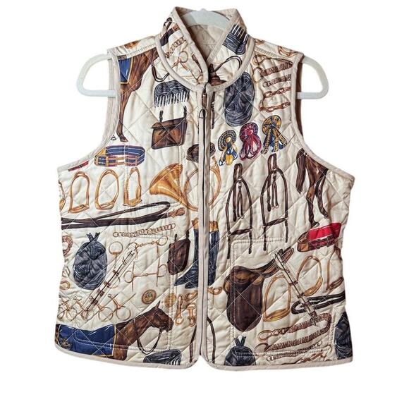 Ralph Lauren Women's Quilted Reversible Vest P/L Equestrian academia preppy - Picture 1 of 11